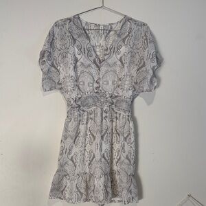 Gentle Fawn Gray and White Paisley Mini Dress